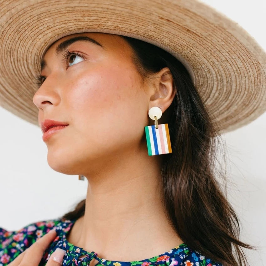 desert stripe block earrings