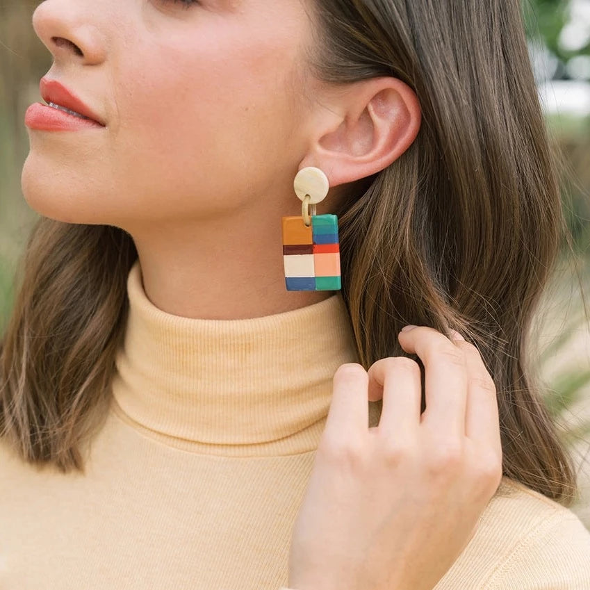 rancher block earrings