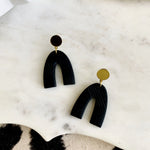 Load image into Gallery viewer, br design co black textured arch earrings
