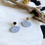 Load image into Gallery viewer, br design co grey textured + brass earrings
