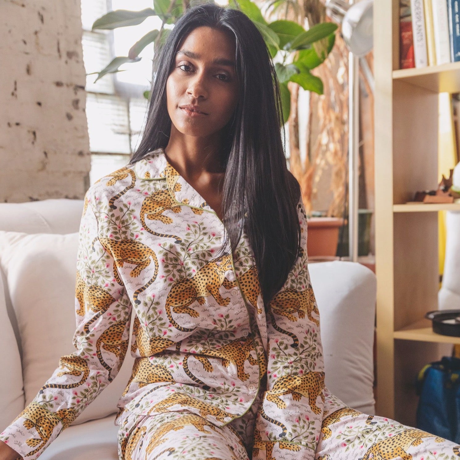 Printfresh Bagheera Leopard Print Long Sleeve Pajama Set (multiple colors)